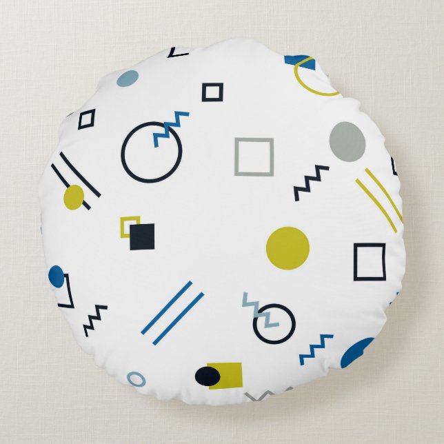 Memphis, cool, trendy, modern geometric art round cushion (Back)