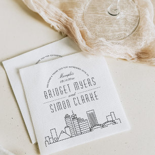 Memphis Deco Skyline Wedding Event Napkins