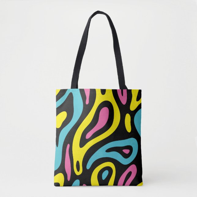 Memphis Design Brightly Coloured Tote Bag (Front)