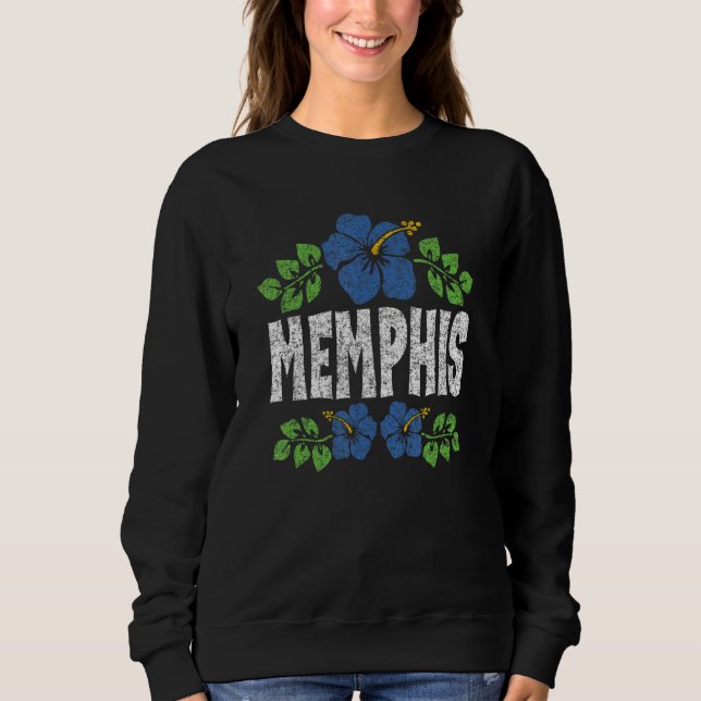 Memphis Flowers Distressed Color Print Sweatshirt (Front)