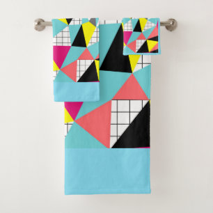 Memphis, geometric shapes bath towel set
