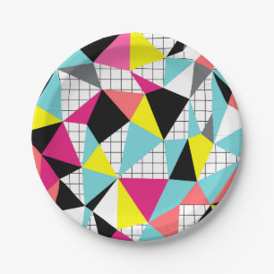 Memphis, geometric shapes paper plate