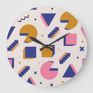 Memphis Geometry: 90s Fashion Seamless Large Clock