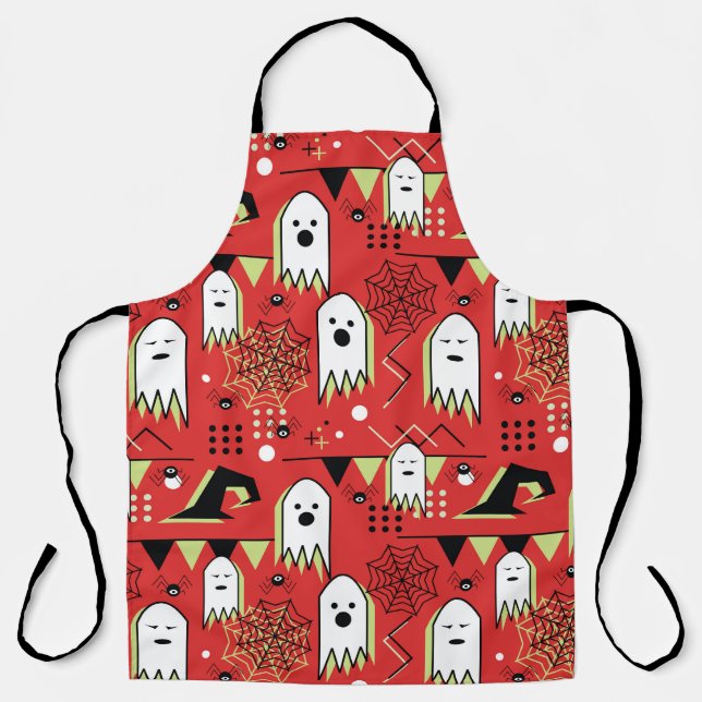 Memphis ghost: Halloween geometric pattern. Apron (Front)