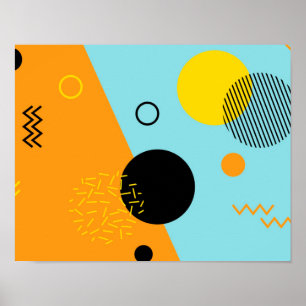 Memphis, hipster, trendy, cool illustration art poster
