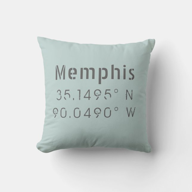 Memphis Longitude Latitude Throw Pillow (Front)