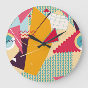 Memphis Mood: Retro Geometric Trend Large Clock