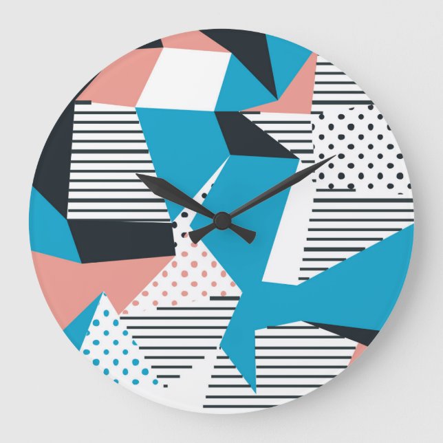 Memphis Pattern: Minimalist Abstract Trend Large Clock (Front)