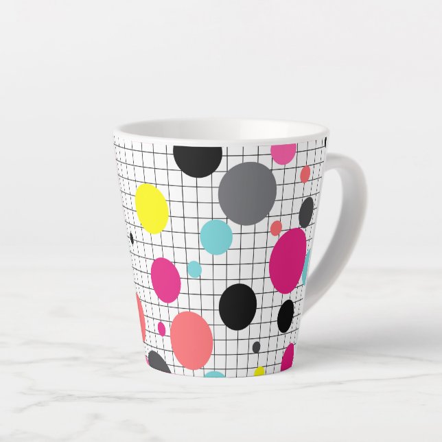 Memphis polka dots latte mug (Right Angle)