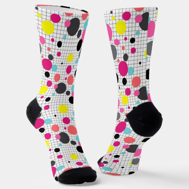Memphis polka dots  neck tie socks (Angled)