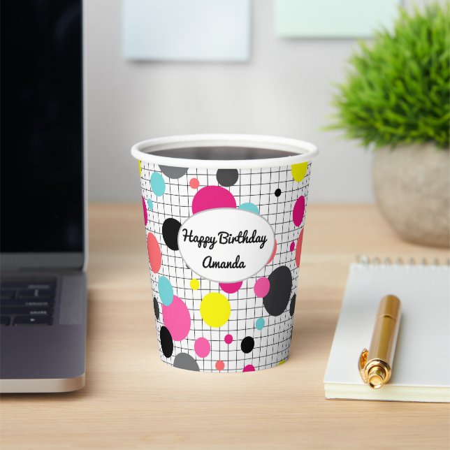 Memphis polka dots paper cup (Insitu)