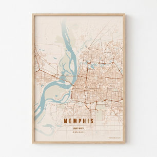 Memphis Print Tennessee City Map Poster Wall Art