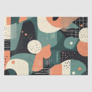 Memphis Revival Coral Navy Teal Abstract Tissue Paper