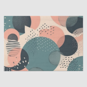 Memphis Revival Coral Navy Teal Abstract Tissue Paper
