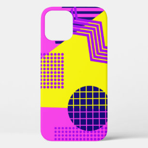 Memphis seamless pattern, geometric shapes in the iPhone 12 case