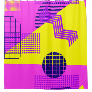 Memphis seamless pattern, geometric shapes in the  shower curtain