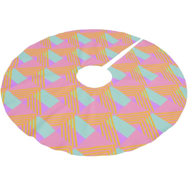 Memphis Style 90s Throwback Colourful Pattern Brushed Polyester Tree Skirt (Angled)