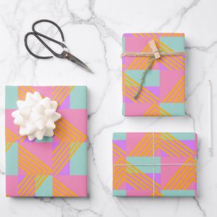 Memphis Style 90s Throwback Colourful Pattern Wrapping Paper Sheet