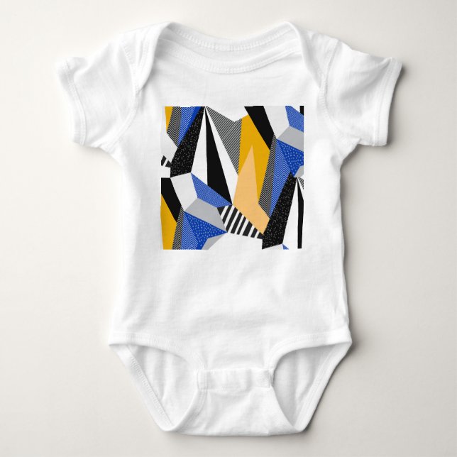 Memphis Style: Creative Geometric Collage. Baby Bodysuit (Front)