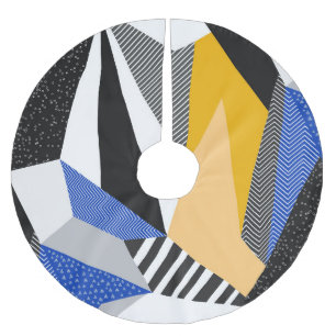 Memphis Style: Creative Geometric Collage. Brushed Polyester Tree Skirt
