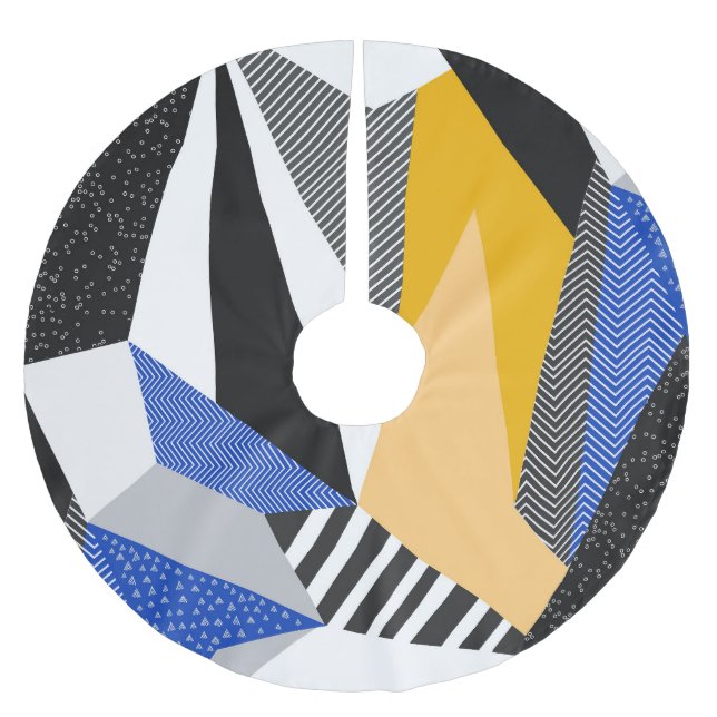 Memphis Style: Creative Geometric Collage. Brushed Polyester Tree Skirt (Front)