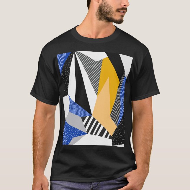 Memphis Style: Creative Geometric Collage. T-Shirt (Front)