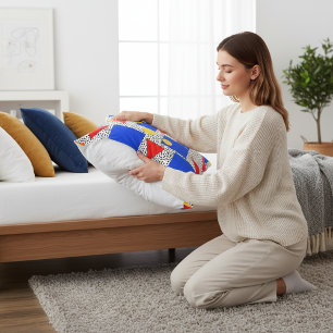 Memphis Style Geometric Bold Primary Color Abstrac Pillowcase