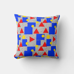 Memphis Style Geometric Bold Primary Colour Abstra Cushion