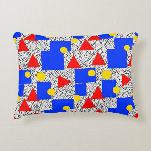 Memphis Style Geometric Bold Primary Colour Abstra Decorative Cushion