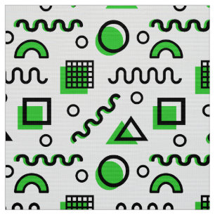 Memphis Style Geometric Pattern 110719 - Green Fabric