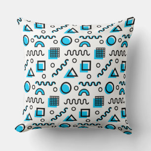 Memphis Style Geometric Pattern 110719 - Sky Blue Cushion