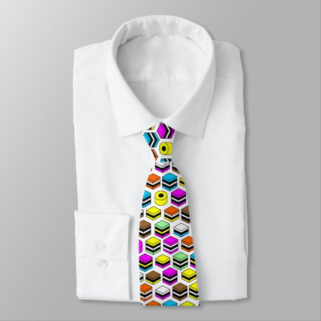 Memphis Style Liquorice Allsorts Pattern Tie (Tied)