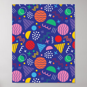 Memphis style pattern poster