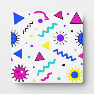 Memphis Style Retro Virus Pattern Neon Plaque
