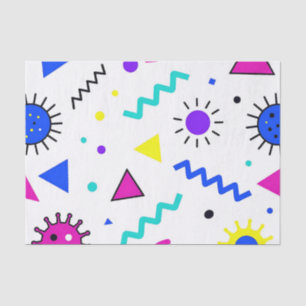 Memphis Style Retro Virus Pattern Neon Tissue Paper