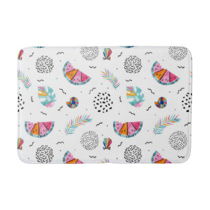 Memphis Style Tropical Summer Pattern Bath Mat