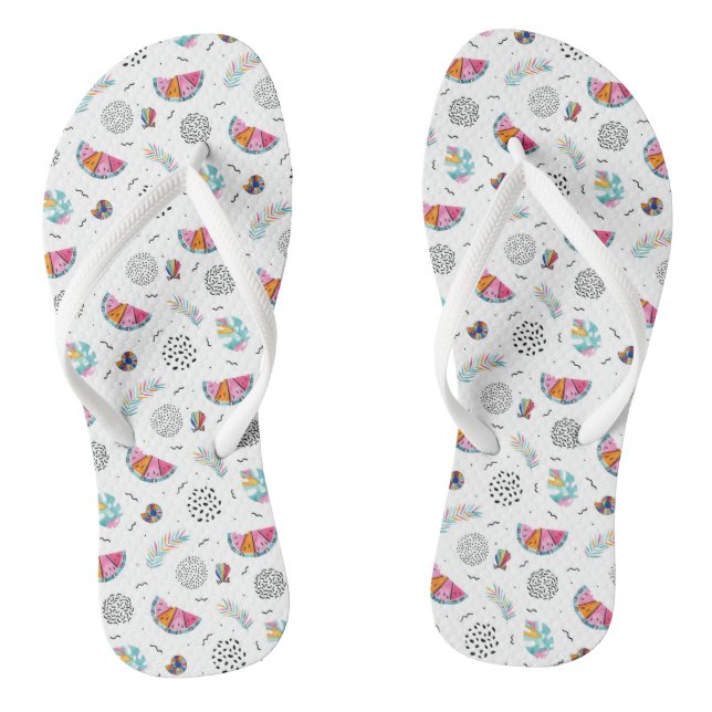 Memphis Style Tropical Summer Pattern Jandals (Footbed)