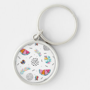Memphis Style Tropical Summer Pattern Key Ring