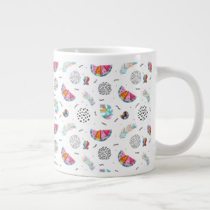 Memphis Style Tropical Summer Pattern Large Coffee Mug