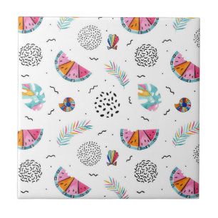 Memphis Style Tropical Summer Pattern Tile