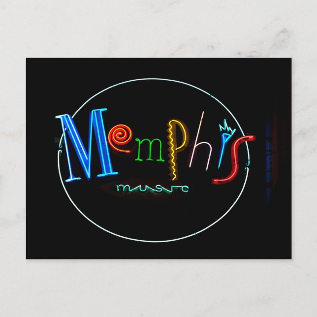 Memphis Tennesse Beale Street Neon Music Sign Postcard (Front)