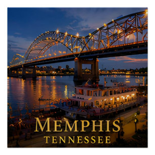 Memphis Tennessee Mississippi Blues & River Poster