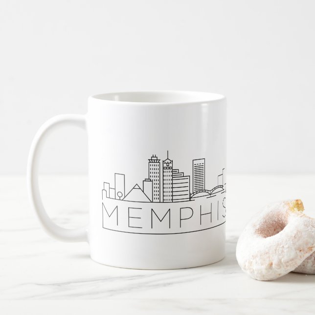 Memphis, Tennessee Stylised Skyline Coffee Mug (With Donut)