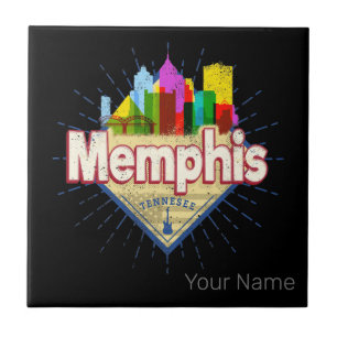 Memphis Tennessee United States Retro Skyline Tile