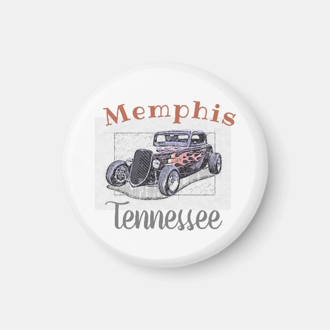 "Memphis Tennessee" Vintage Hotrod Magnet (Front)