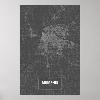 Memphis, Tennessee (white on black) Poster