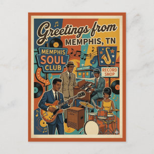 Memphis TN Greetings Retro Music Vibe Postcard