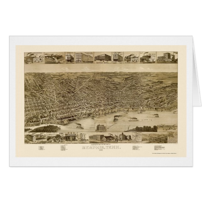 Memphis, TN Panoramic Map - 1887 (Front Horizontal)