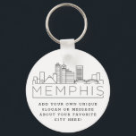 Memphis, TN Stylised Skyline | Custom Slogan Key Ring<br><div class="desc">A unique key chain representing the beautiful city of Memphis,  Tennessee.  
This keychain features a stylised illustration of the city's unique skyline with its name underneath.
Underneath the city name is a spot for your unique slogan or statement about your favourite city.</div>