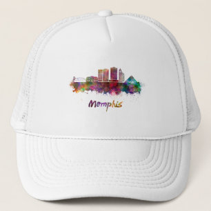 Memphis V2 skyline in watercolor Trucker Hat